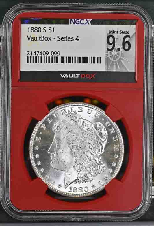 1880-S $1 Morgan Silver Dollar NGCX Mint State 9.6 Vaultbox Series 4