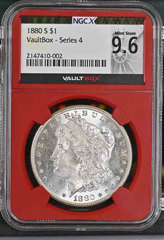 1880-S $1 Morgan Silver Dollar NGCX Mint State 9.6 Vaultbox Series 4