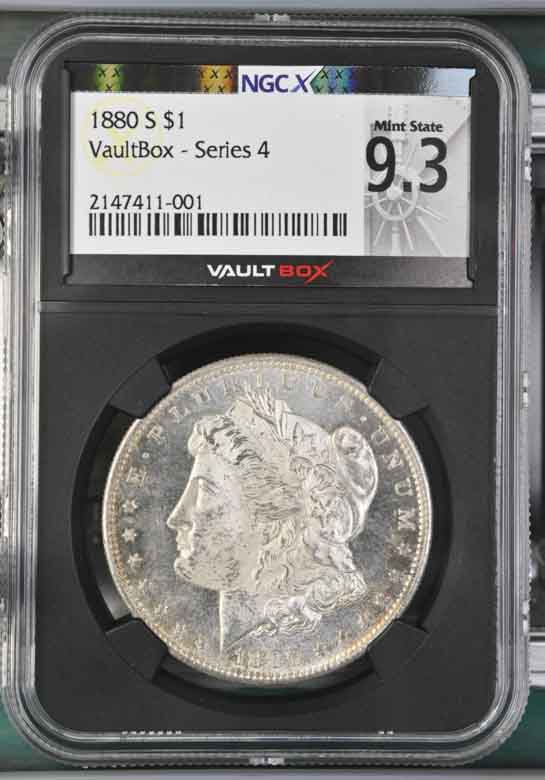 1880-S $1 Morgan Silver Dollar NGCX Mint State 9.3 Vaultbox Series 4