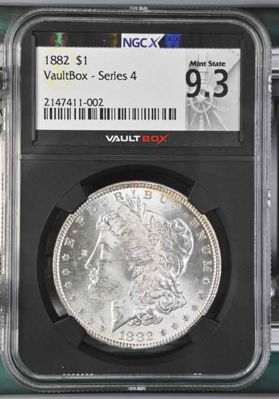 1882 $1 Morgan Silver Dollar NGCX Mint State 9.3 Vaultbox Series 4