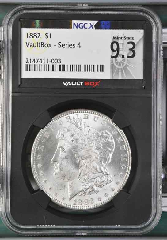 1882 $1 Morgan Silver Dollar NGCX Mint State 9.3 Vaultbox Series 4