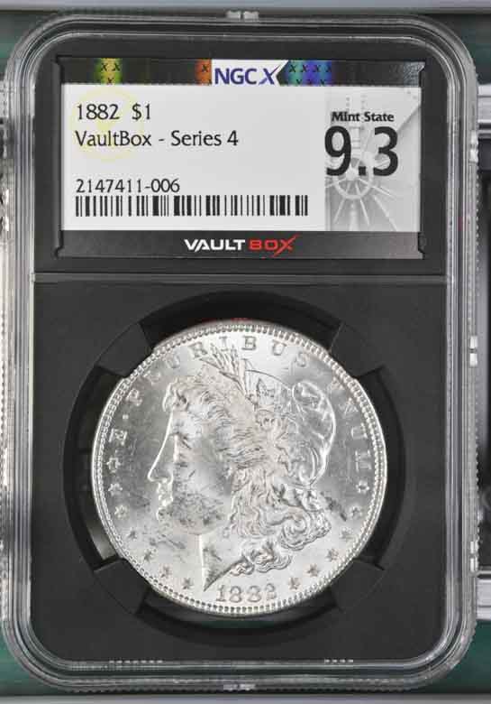 1882 $1 Morgan Silver Dollar NGCX Mint State 9.3 Vaultbox Series 4