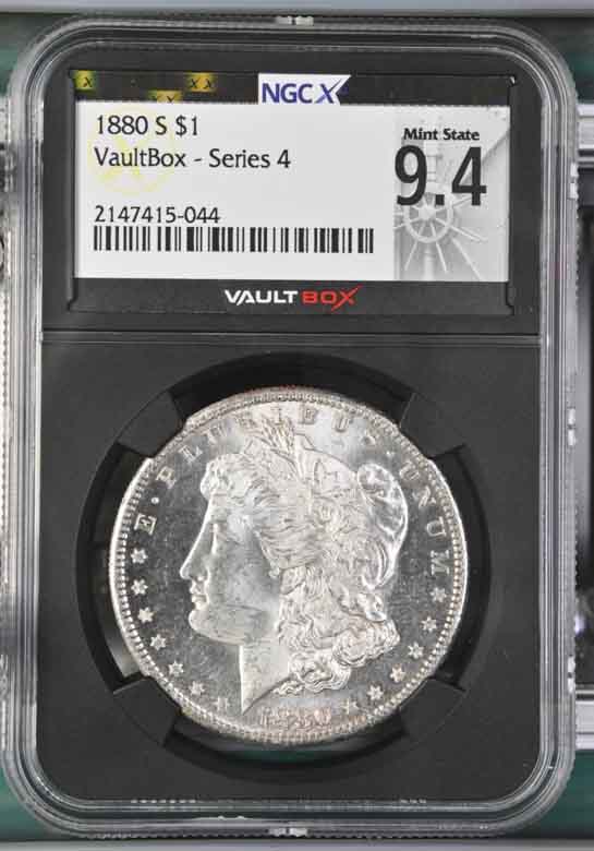 1880-S $1 Morgan Silver Dollar NGCX Mint State 9.4 Vaultbox Series 4