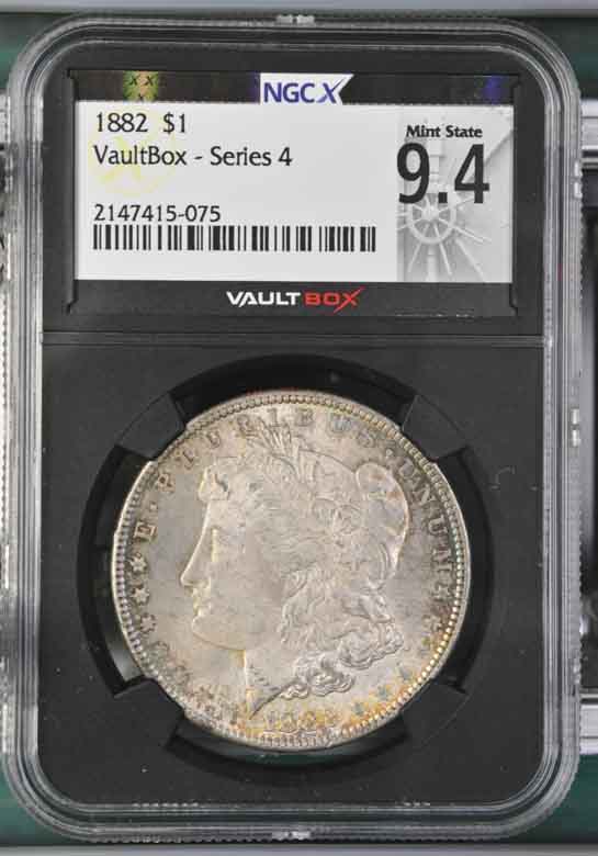 1882 $1 Morgan Silver Dollar NGCX Mint State 9.4 Vaultbox Series 4