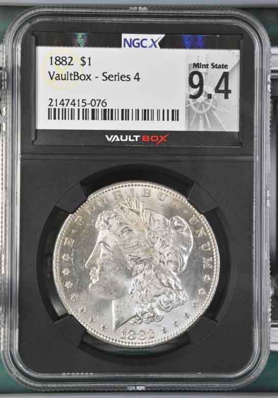 1882 $1 Morgan Silver Dollar NGCX Mint State 9.4 Vaultbox Series 4