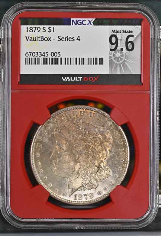 1879-S $1 Morgan Silver Dollar NGCX Mint State 9.6 Vaultbox Series 4