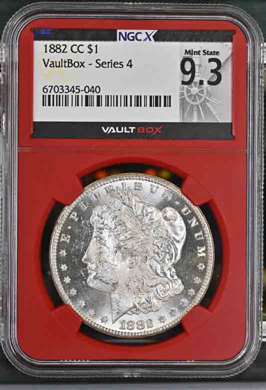 1882-CC $1 Morgan Silver Dollar NGCX Mint State 9.3 Vaultbox Series 4