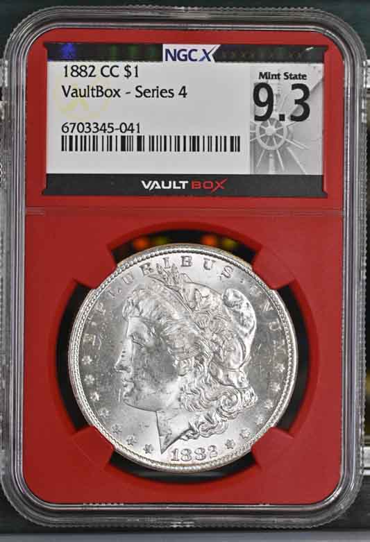 1882-CC $1 Morgan Silver Dollar NGCX Mint State 9.3 Vaultbox Series 4
