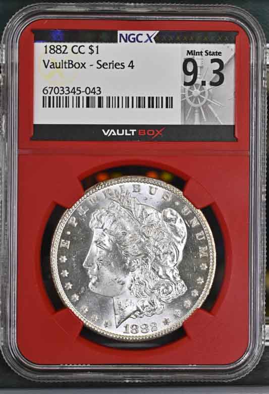 1882-CC $1 Morgan Silver Dollar NGCX Mint State 9.3 Vaultbox Series 4