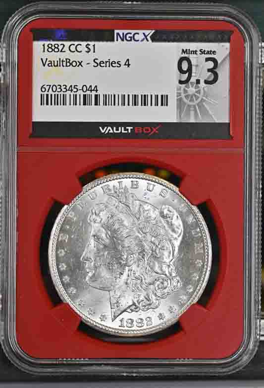 1882-CC $1 Morgan Silver Dollar NGCX Mint State 9.3 Vaultbox Series 4