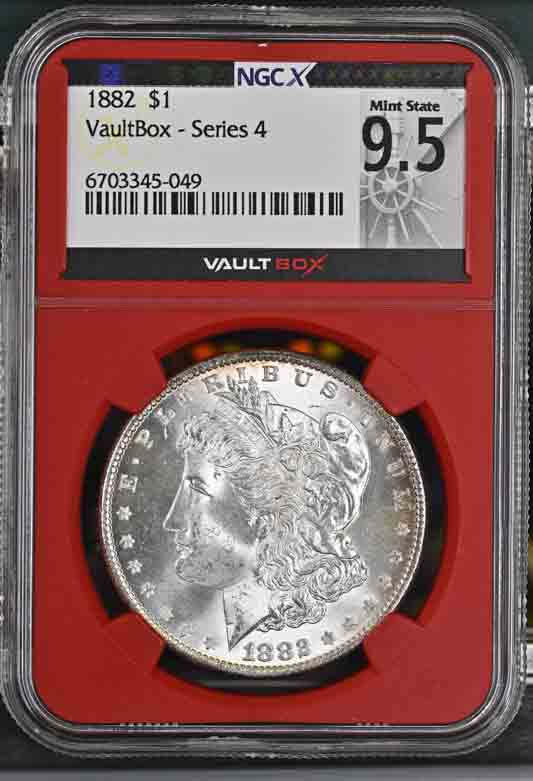 1882 $1 Morgan Silver Dollar NGCX Mint State 9.5 Vaultbox Series 4