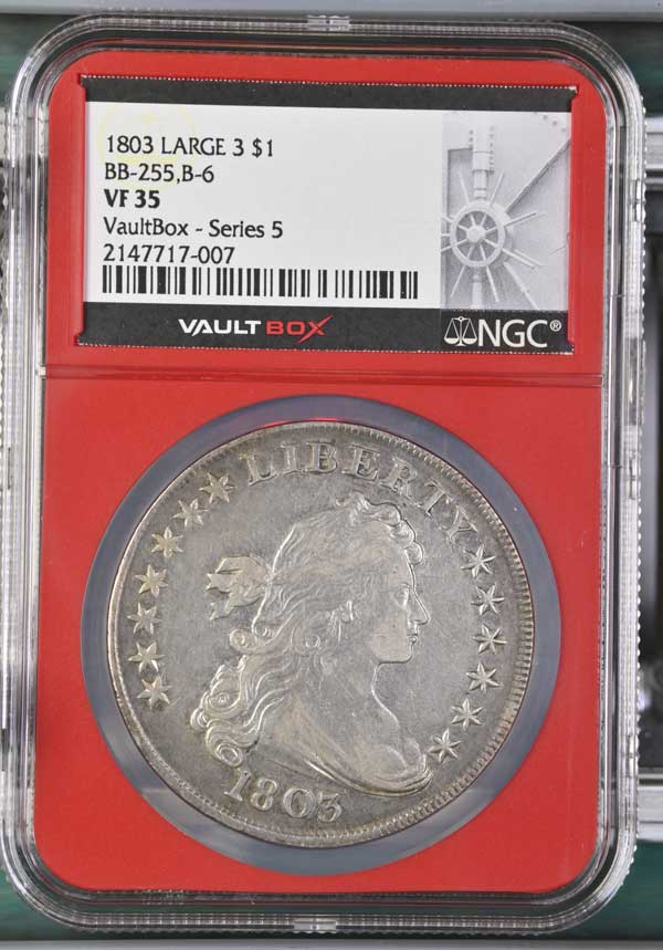 1803 Large 3 $1 Draped Bust Silver Dollar NGC VF35 - Series 5
