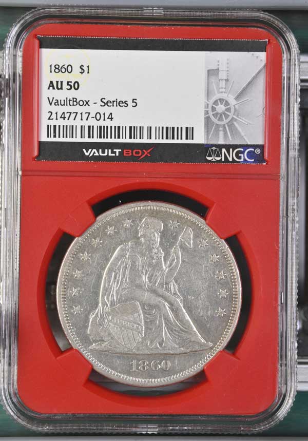 1860 $1 Seated Liberty Silver Dollar NGC AU50 - Series 5