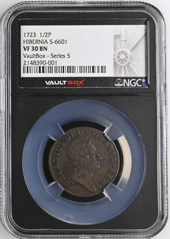 1723 Hibernia S-6601 Colonial Half Pence NGC VF30BN - Series 5