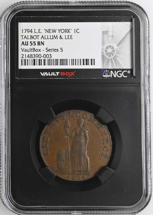 1794 L.E. 'New York' Talbot Allum & Lee Colonial Cent NGC AU55BN - Series 5
