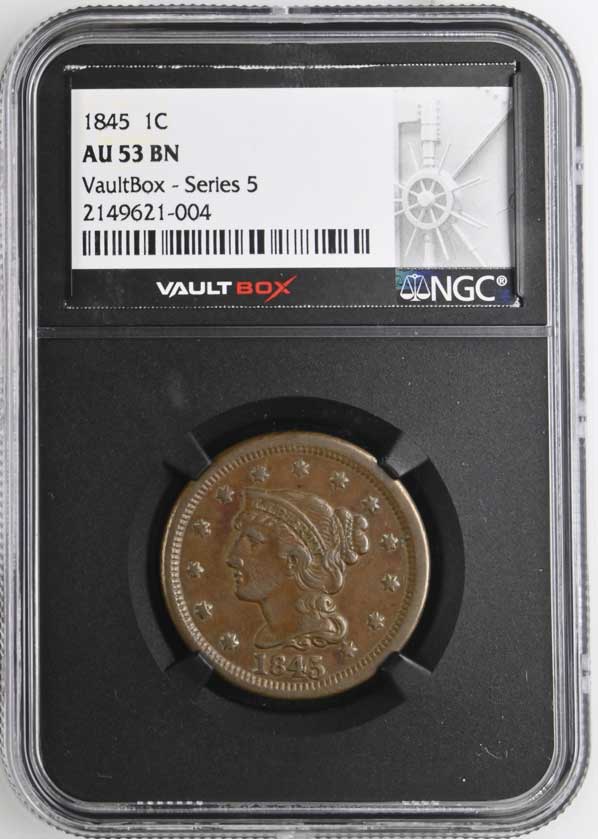1845 Braided Hair Large Cent NGC AU53BN - Series 5