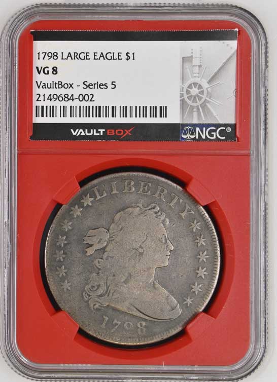 1798 Large Eagle $1 Draped Bust Silver Dollar NGC VG8 - Series 5