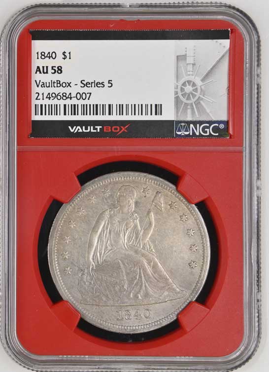 1840 $1 Seated Liberty Silver Dollar NGC AU58 - Series 5