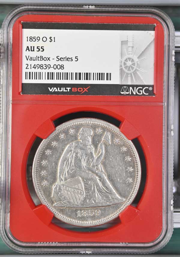 1859-O $1 Seated Liberty Silver Dollar NGC AU55 - Series 5