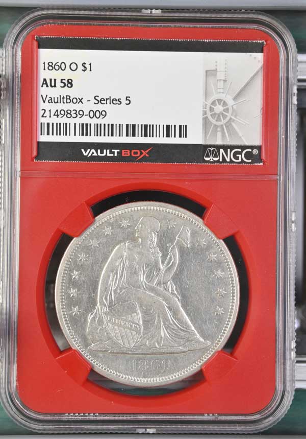 1860-O $1 Seated Liberty Silver Dollar NGC AU58 - Series 5