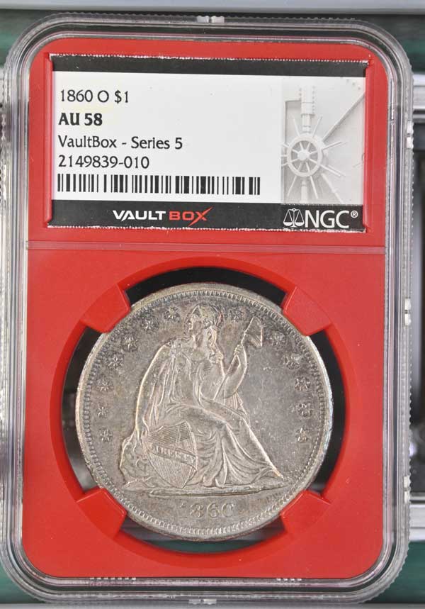 1860-O $1 Seated Liberty Silver Dollar NGC AU58 - Series 5