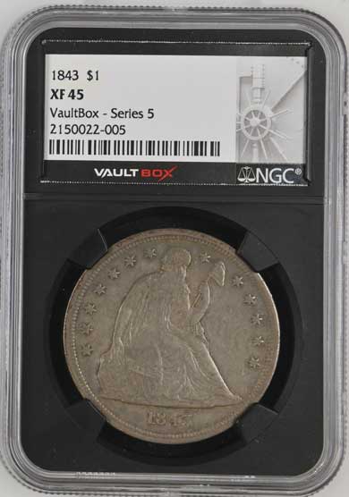 1843 $1 Seated Liberty Silver Dollar NGC XF45 - Series 5