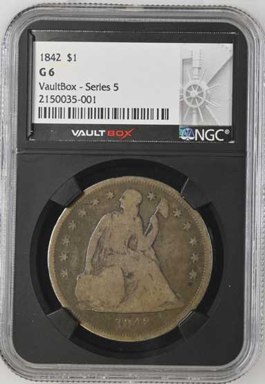 1842 $1 Seated Liberty Silver Dollar NGC G6 - Series 5