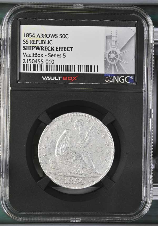 1854 Arrows SS Republic Seated Liberty Half Dollar NGC Shipwreck Effect - Series 5