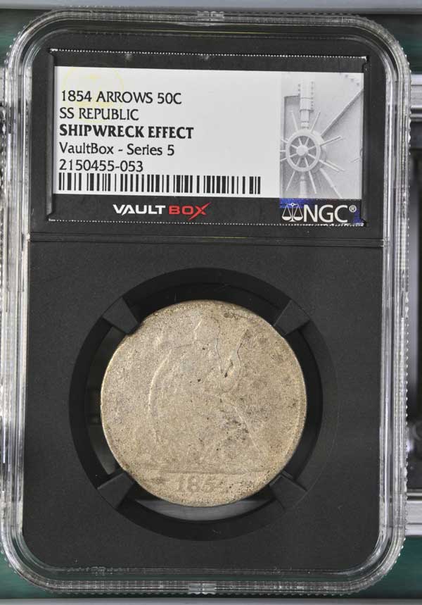 1854 Arrows SS Republic Seated Liberty Half Dollar NGC Shipwreck Effect - Series 5