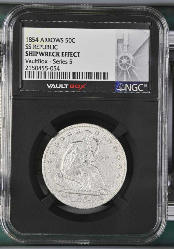 1854 Arrows SS Republic Seated Liberty Half Dollar NGC Shipwreck Effect - Series 5