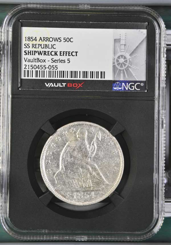 1854 Arrows SS Republic Seated Liberty Half Dollar NGC Shipwreck Effect - Series 5