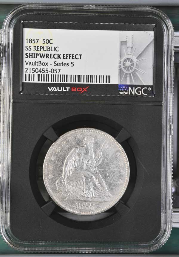 1857 SS Republic Seated Liberty Half Dollar NGC Shipwreck Effect - Series 5