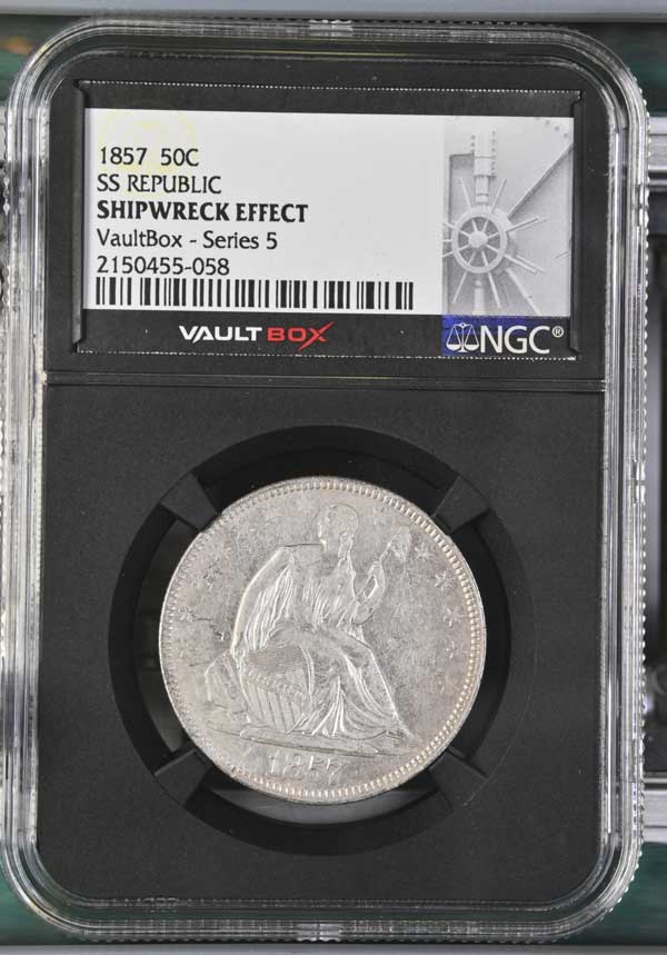1857 SS Republic Seated Liberty Half Dollar NGC Shipwreck Effect - Series 5