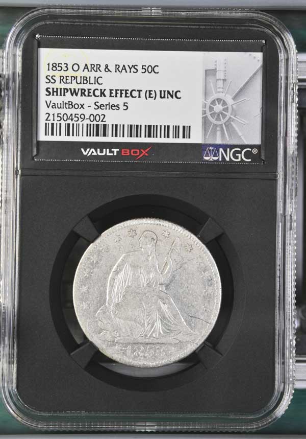 1853-O Arrows & Rays SS Republic Seated Liberty Half Dollar NGC Shipwreck Effect (E) - Series 5