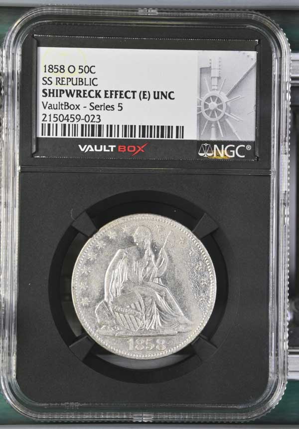 1858-O SS Republic Seated Liberty Half Dollar NGC Shipwreck Effect (E) - Series 5