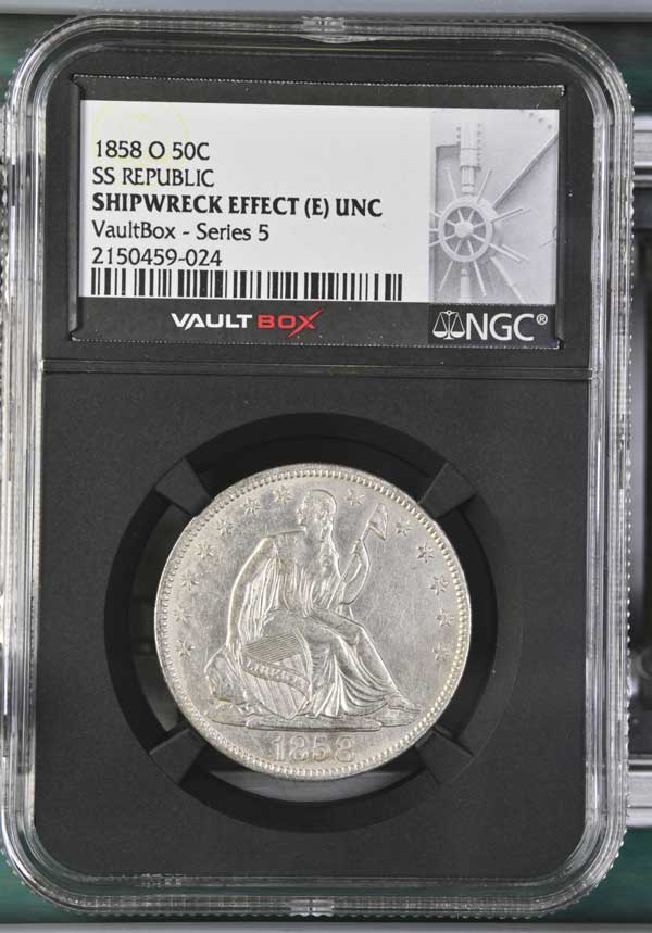 1858-O SS Republic Seated Liberty Half Dollar NGC Shipwreck Effect (E) - Series 5