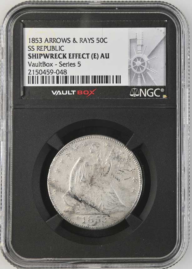 1853 Arrows & Rays SS Republic Seated Liberty Half Dollar NGC Shipwreck Effect (E) - Series 5