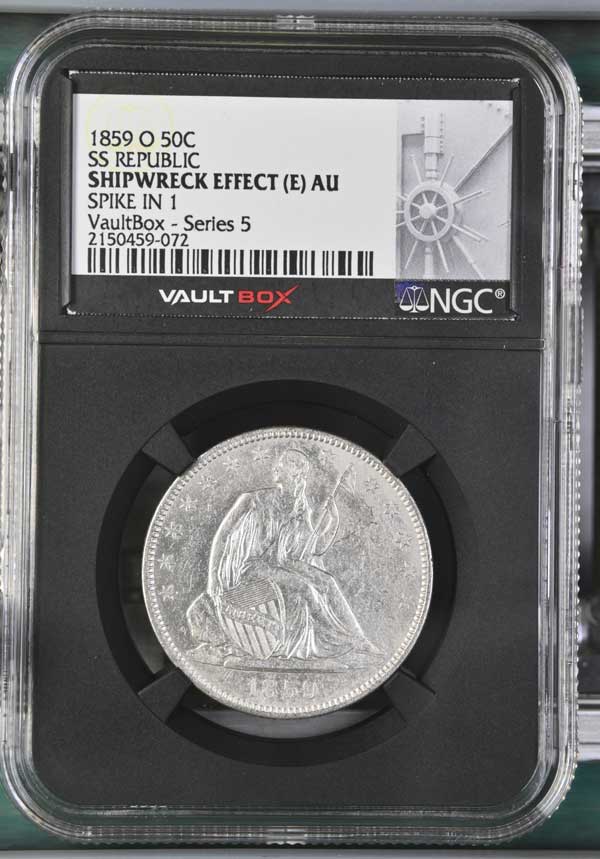 1859-O Spike In 1 SS Republic Seated Liberty Half Dollar NGC Shipwreck Effect (E) - Series 5
