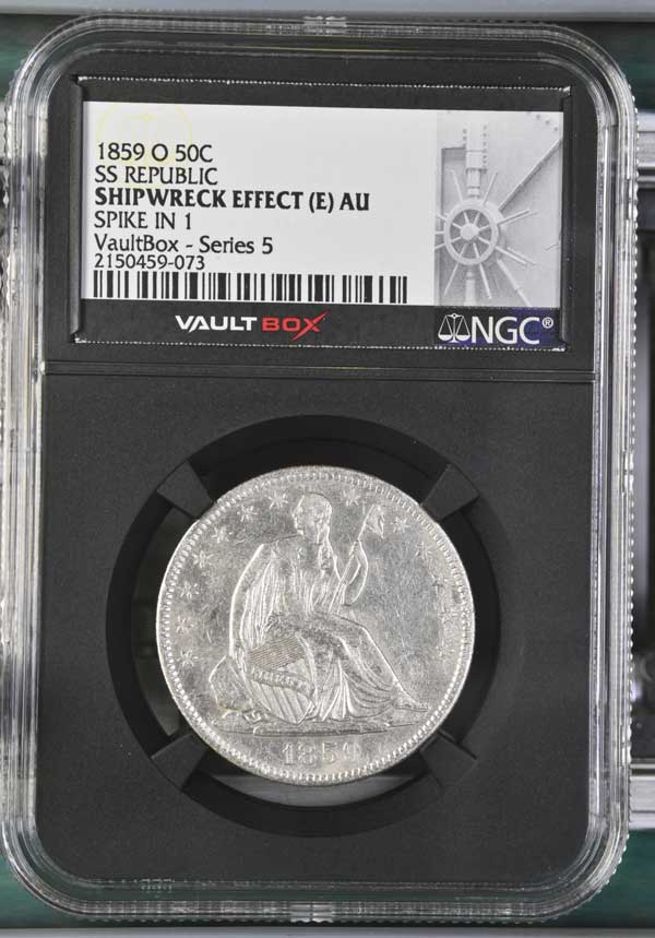 1859-O Spike In 1 SS Republic Seated Liberty Half Dollar NGC Shipwreck Effect (E) - Series 5