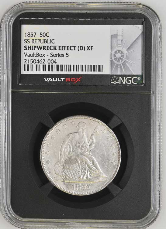 1857 SS Republic Seated Liberty Half Dollar NGC Shipwreck Effect (D) - Series 5