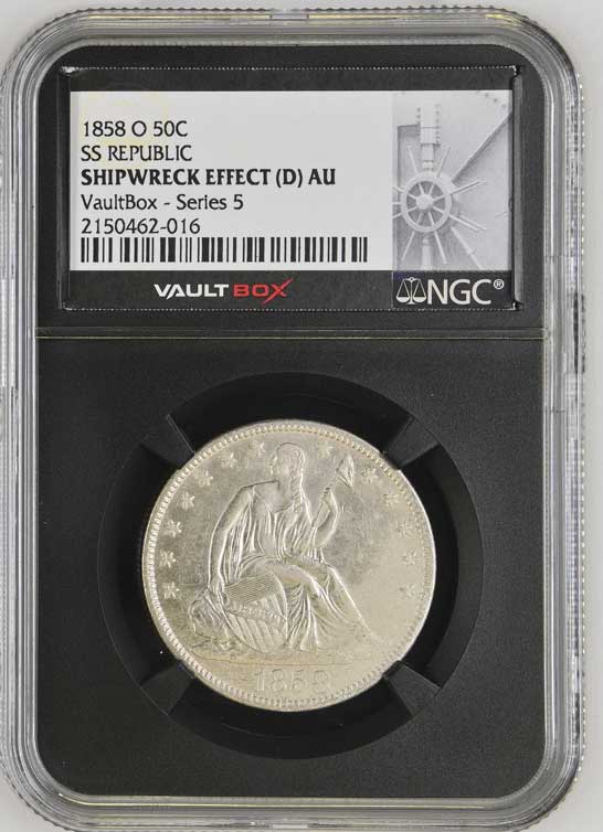 1858-O SS Republic Seated Liberty Half Dollar NGC Shipwreck Effect (D) - Series 5