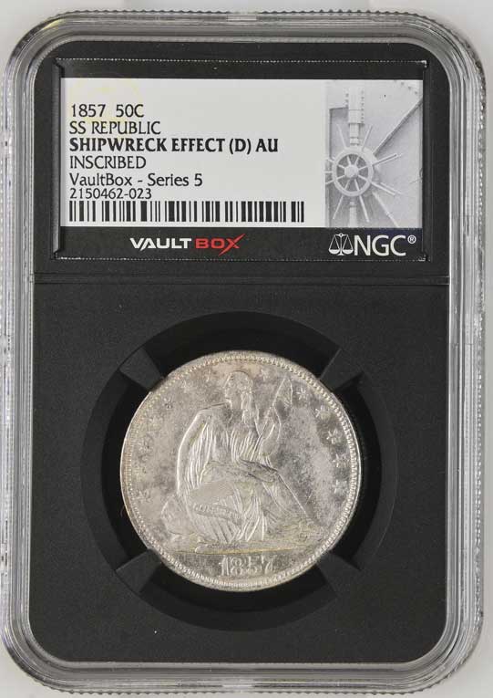 1857 Inscribed SS Republic Seated Liberty Half Dollar NGC Shipwreck Effect (D) - Series 5