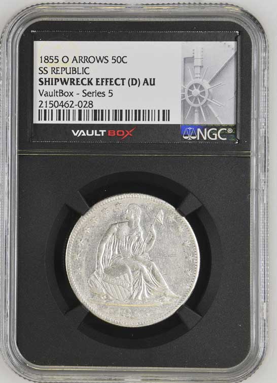 1855-O Arrows SS Republic Seated Liberty Half Dollar NGC Shipwreck Effect (D) - Series 5