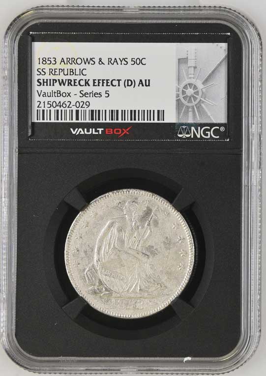 1853 Arrows & Rays SS Republic Seated Liberty Half Dollar NGC Shipwreck Effect (D) - Series 5