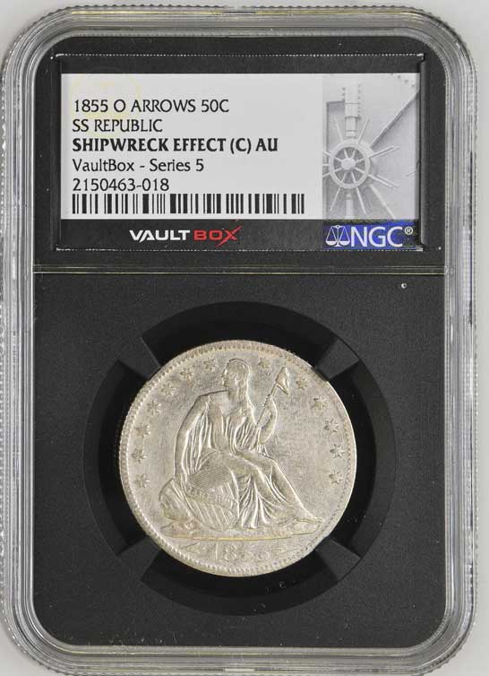 1855-O Arrows SS Republic Seated Liberty Half Dollar NGC Shipwreck Effect (C) - Series 5