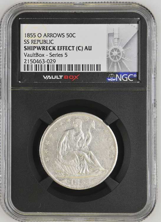 1855-O Arrows SS Republic Seated Liberty Half Dollar NGC Shipwreck Effect (C) - Series 5