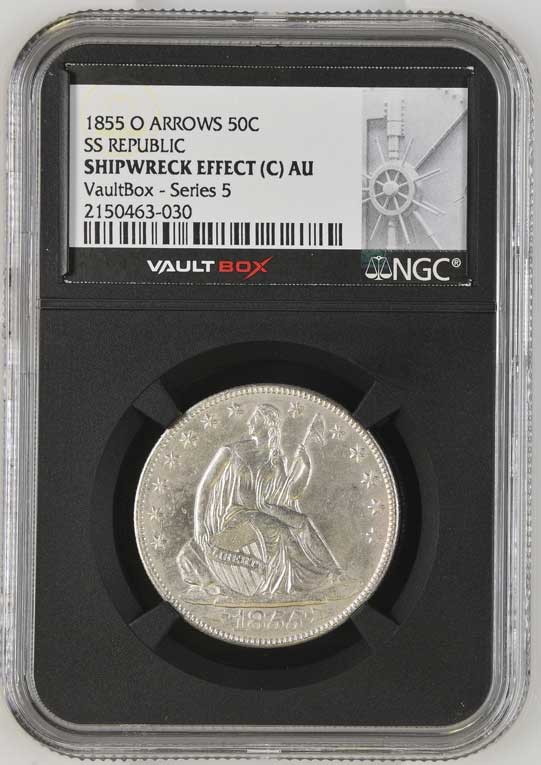1855-O Arrows SS Republic Seated Liberty Half Dollar NGC Shipwreck Effect (C) - Series 5