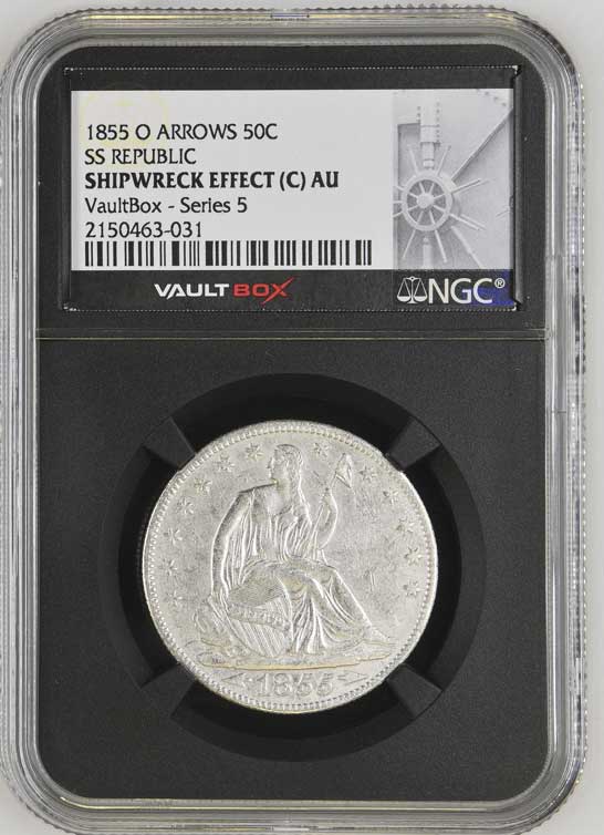 1855-O Arrows SS Republic Seated Liberty Half Dollar NGC Shipwreck Effect (C) - Series 5