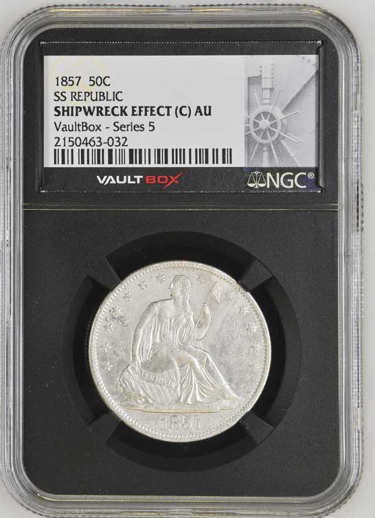 1857 SS Republic Seated Liberty Half Dollar NGC Shipwreck Effect (C) - Series 5