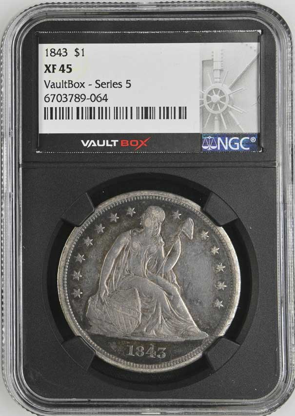 1843 $1 Seated Liberty Silver Dollar NGC XF45 - Series 5